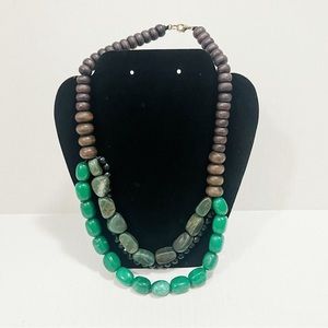 Vintage Art Deco Phenolic Resin Emerald Green Graduated Bead Necklace